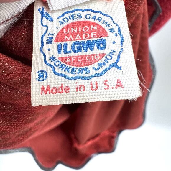 Vintage Bespoke Union Made Custom Red Purple Velvet Midi Dress & Scarf - Picture 10 of 10